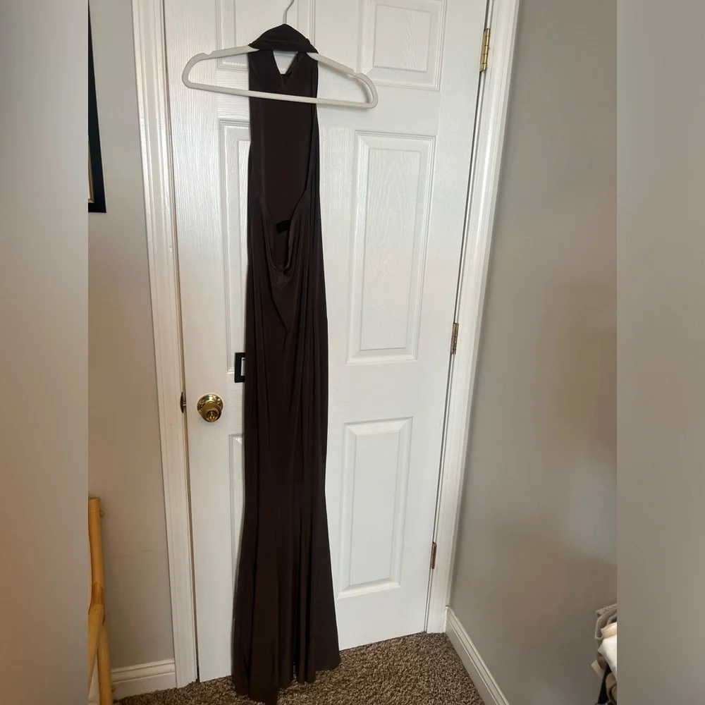 Norma Kamali Brown Halter Maxi Dress - Picture 7 of 11